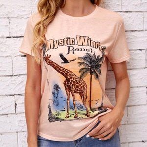 Giraffe Graphic Tee - "Mystic Winds Ranch" - Size M